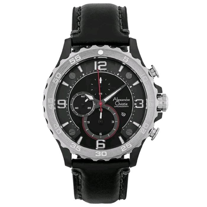 AC 6505 MC Alexandre Christie Jam tangan Pria Chronograph Silver Black