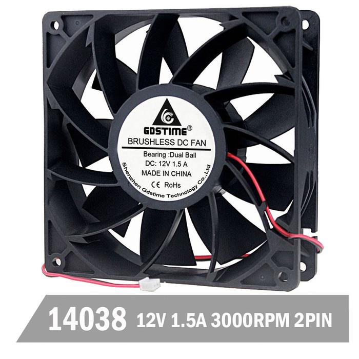 Gdstime DC 12V 140mm 140mm x 140mm x 38mm Cooling Fan 1.5A High Wind Pressure Computer Case Fan Indu
