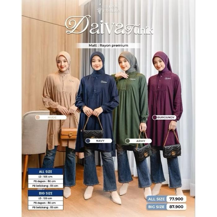 Daiva Tunik Ghina Fashion Rayon Premium - Atasan Wanita dengan Desain Elegan dan Nyaman