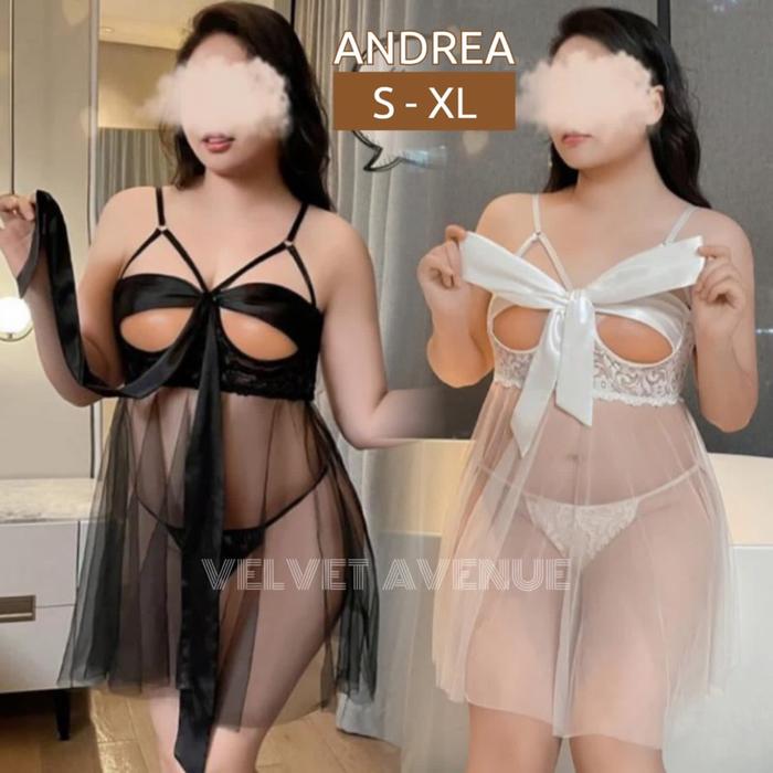 Termurah !! Lingerie Seksi Sexy Murah Brukat Open di Bagian Dada Pita Bisa Dibuka Andrea