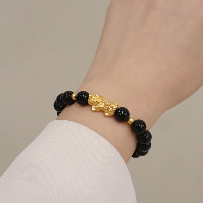 Gelang Pixiu Keberuntungan Full Hitam / Gelang Import Pixiu Logam Pixiu / Gelang Hoki Pixiu Naga