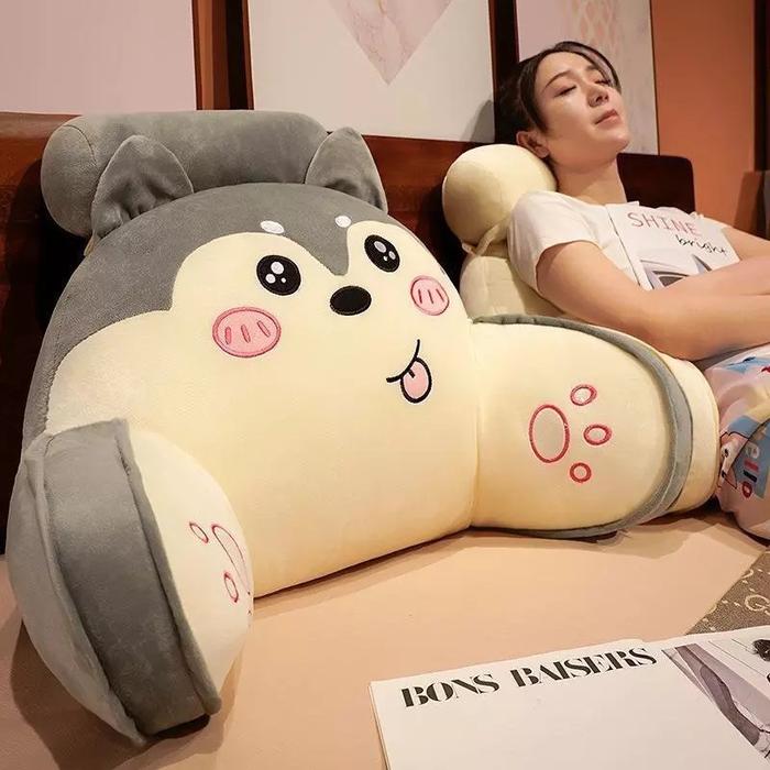 Bantal Penyangga Pinggang Kartun Husky Sandaran Punggung Besar Bantal Baca Kursi Sofa Tatami Bantal 