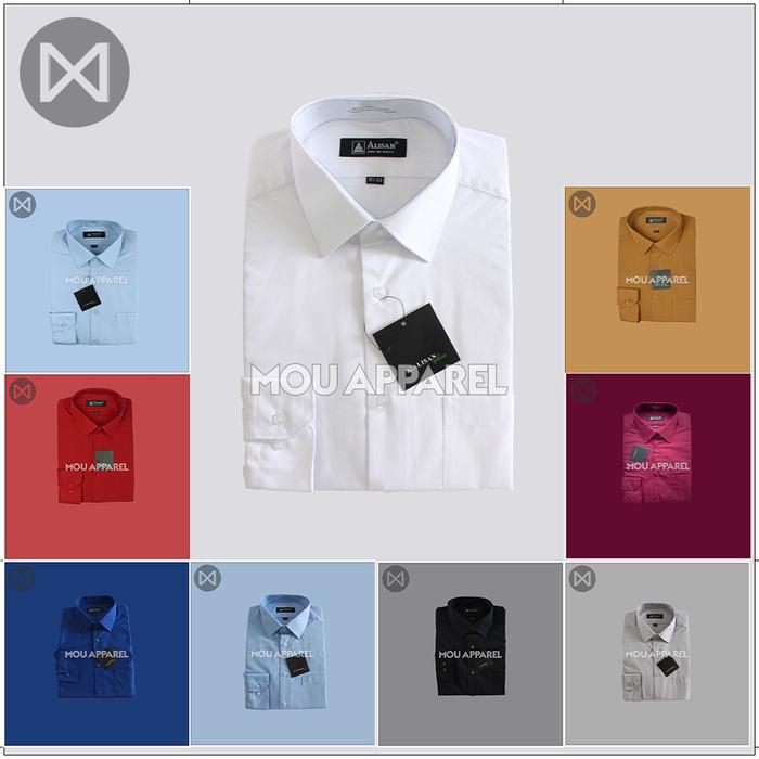 ALISAN Kemeja Pria REGULAR Lengan Panjang Polos Baju Atasan Jas Cowok Alisan Formal Original Hitam P