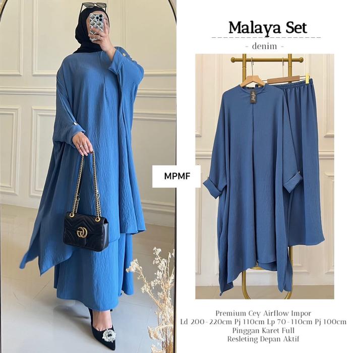 Malaya set polos setelan wanita lengan panjang setcel remaja cey airflow setcel jumbo