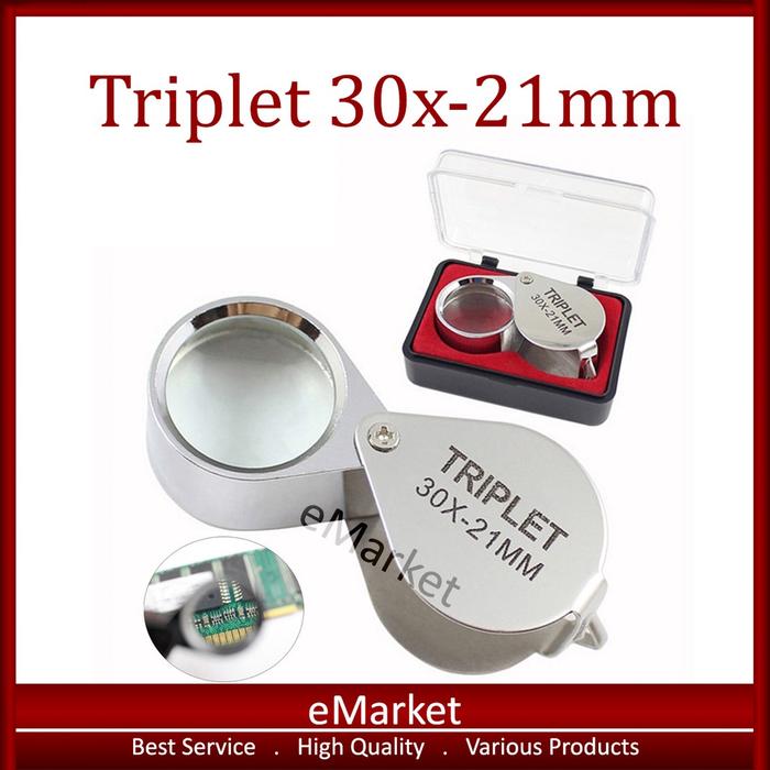 Triplet 30x-21mm / Lup Kaca Pembesar Lipat Perhiasan Batuan Geologi / Lipat Loupe Lensa