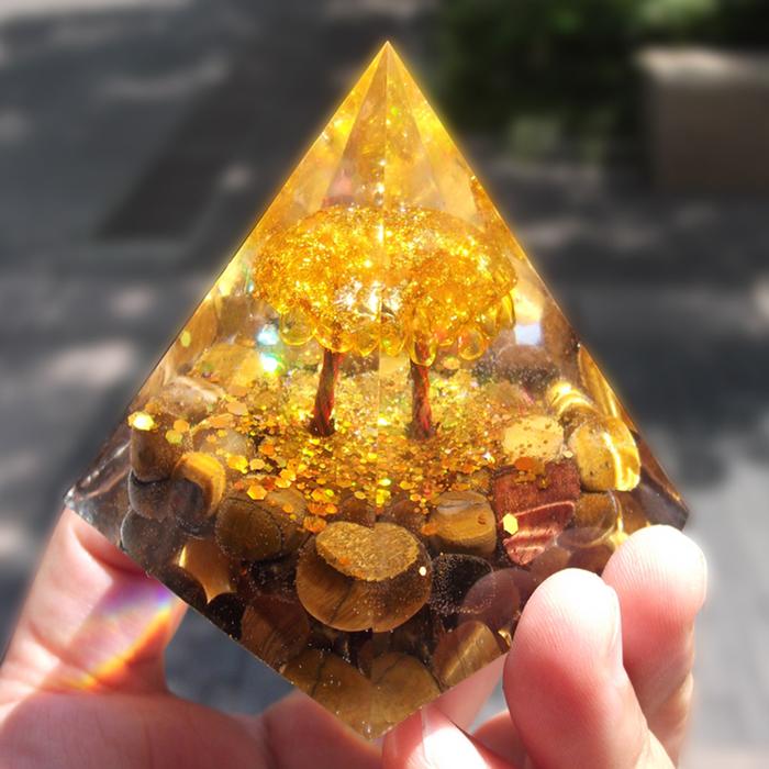 Amethyst Crystal Orgonite Pyramid Healing Energy Generator Pyramid