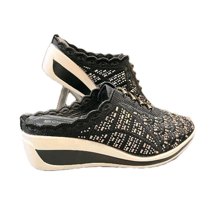 SOFIYA SEPATU WEDGES 2046-7 HITAM Bahan Sintetis Berkualitas Outsole TPR Tidak Licin Elegan dan Kuat