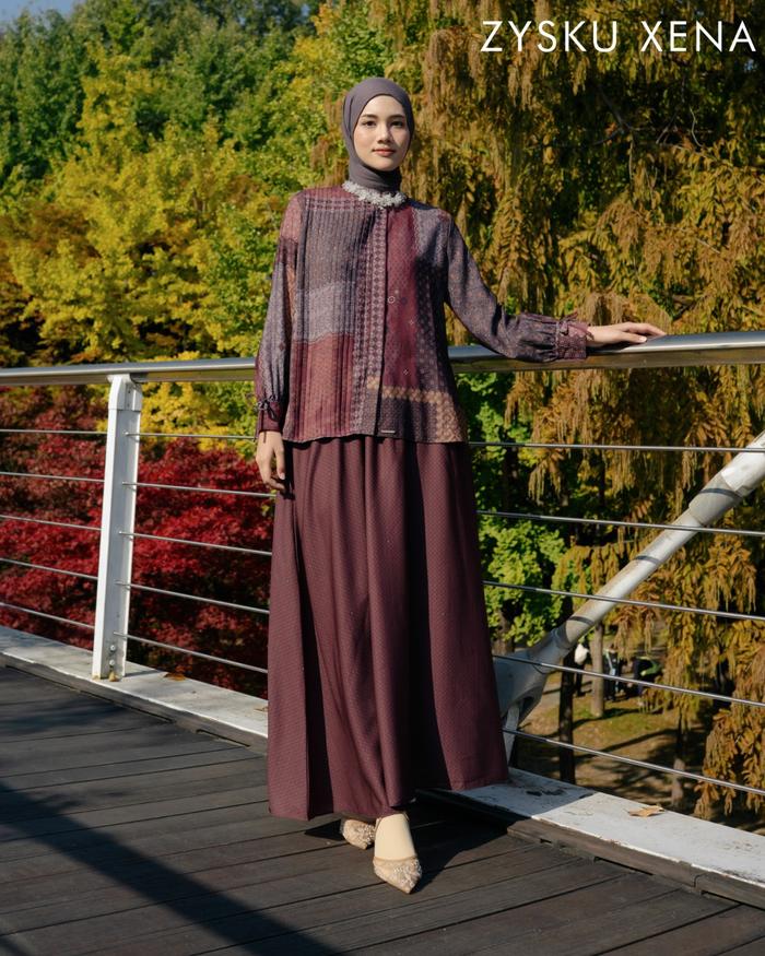 Zysku Xena | Saffra One Set & Blouse - 3 Warna |  Setelan Blus dan Rok Busui Friendly Lebaran