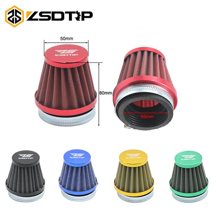 ZSDTRP 55mm Universal Motorcycle Carburetor Clamp-On Air Filter 55mm Inlet Tapered Cleaner Fits For