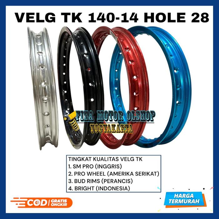 PROMO VELG TK RACING 140-14 140 RING 14 HOLE 28 LUBANG 28 ORIGINAL VELG TK PRO WHEEL BUD RIMS 140-14