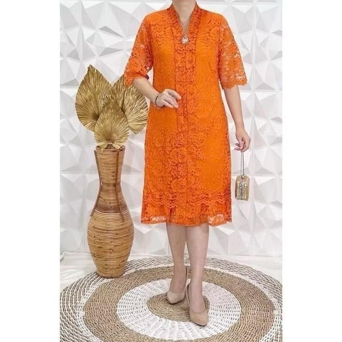 ￼DRESS KARTINI SEMI PRANCIS MODEL TERBARU/DRESS BRUKAT Wanita Kebaya Pesta Kondangan