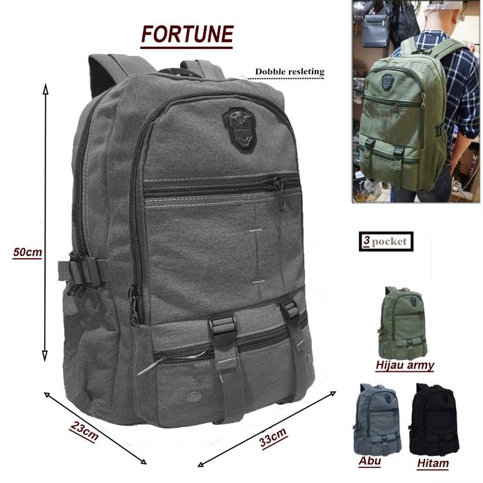 Tas FORTUNE Backpack Pria Motif  Urban Style 20 Inchi Dan 18 Inchi