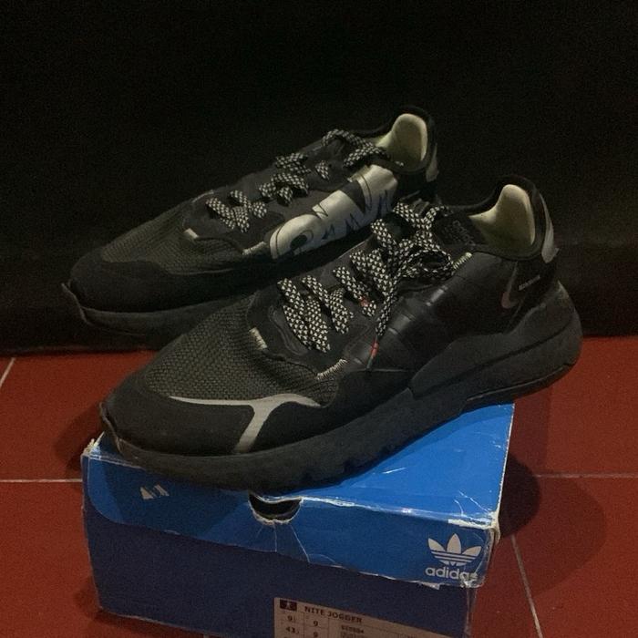 DIJUAL CEPAT!! SEPATU ADIDAS NITE JOGGER X 3M BLACK GLOW IN THE DARK (Art: EE5884) SIZE 43.5/27.5CM 