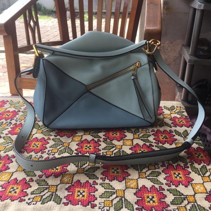 loewe small puzzle bag aqua