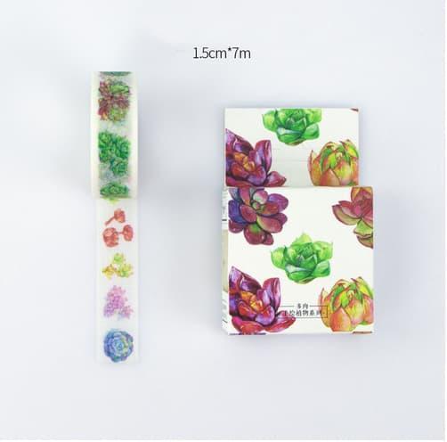 Kawaii Succulent A Masking Washi Tape - Selotip Solasi Motif Lucu