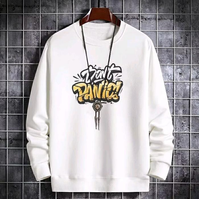 Sweater Pria Aesthetic Distro populer Oversize unisex Sweater Fleece Cowok Keren Crewneck M Transpar
