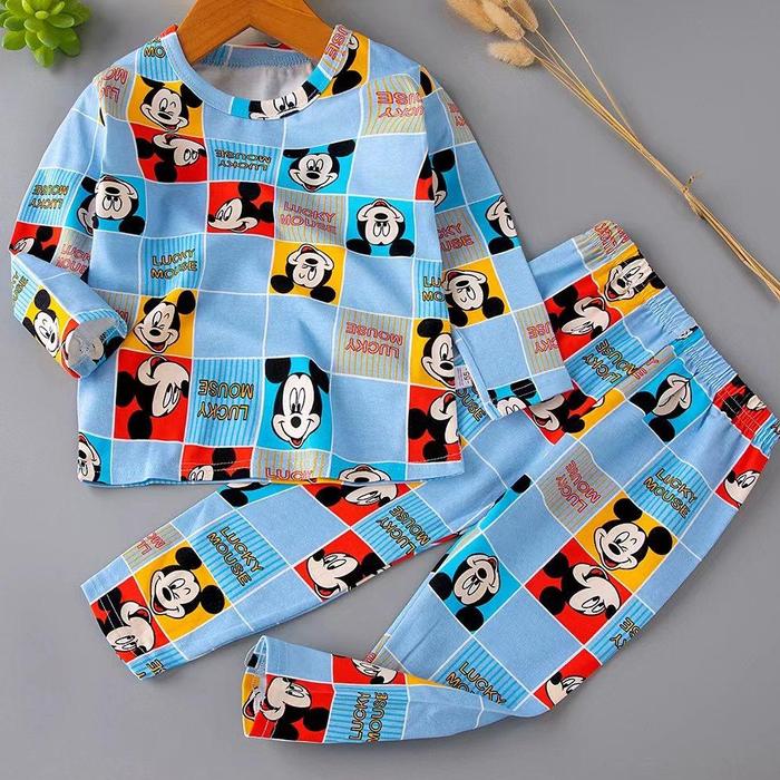 FAIRYLAND PP2328 Piyama 1-9T KUBAO Atasan Lengan Panjang Celana Panjang Baju Tidur Anak Laki Perempu