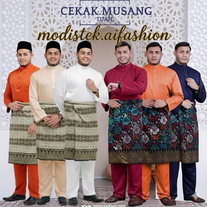 JUMBO  OnetSet Baju Melayu Pria Teluk Belange Cekek Musang Pakaian Muslim Koko Cowok Adat Melayu Dew