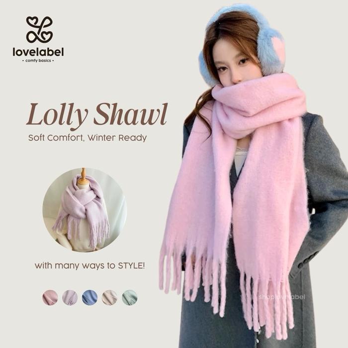 Shoplovelabel - Lolly Shawl Scarf Syal Selendang Wanita Panjang Fuzzy Acrylic Tebal Autumn Spring Wi