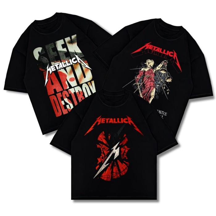 Psycho Crucify "Metallica" Oversized T-Shirt | Black | Kaos Oversize | Vintage | Atasan | Kaos Nirva