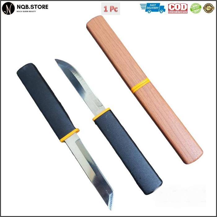 NQB - Pisau Dapur KATANA Jepang Mini 2in1 Pemotong Daging Sayur Buah - Survival Chef Knife Baja Peng