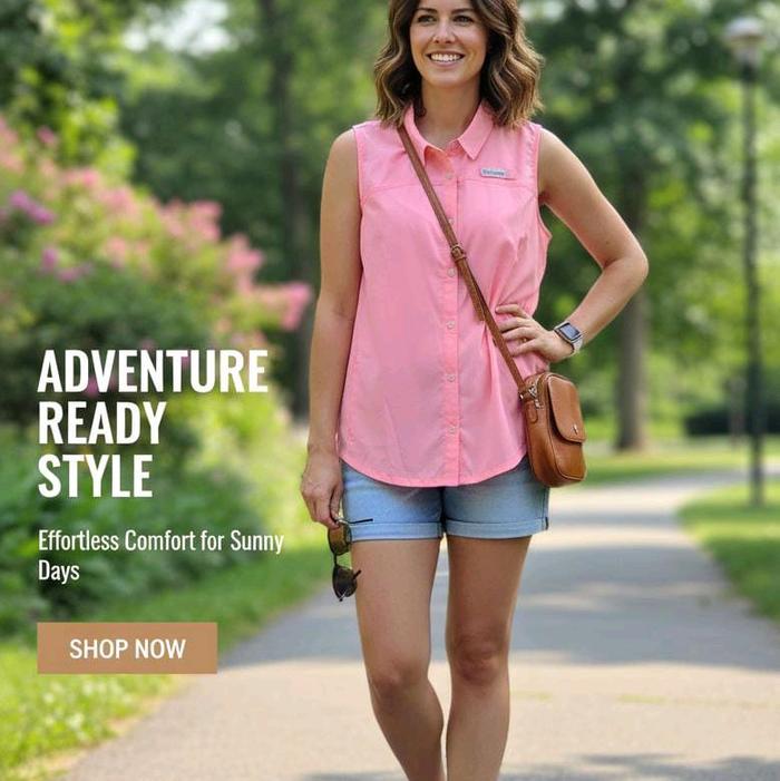 Kemeja Outdoor/Kasual Wanita Tanpa Lengan (Orange Size XL) - Columbia PFG