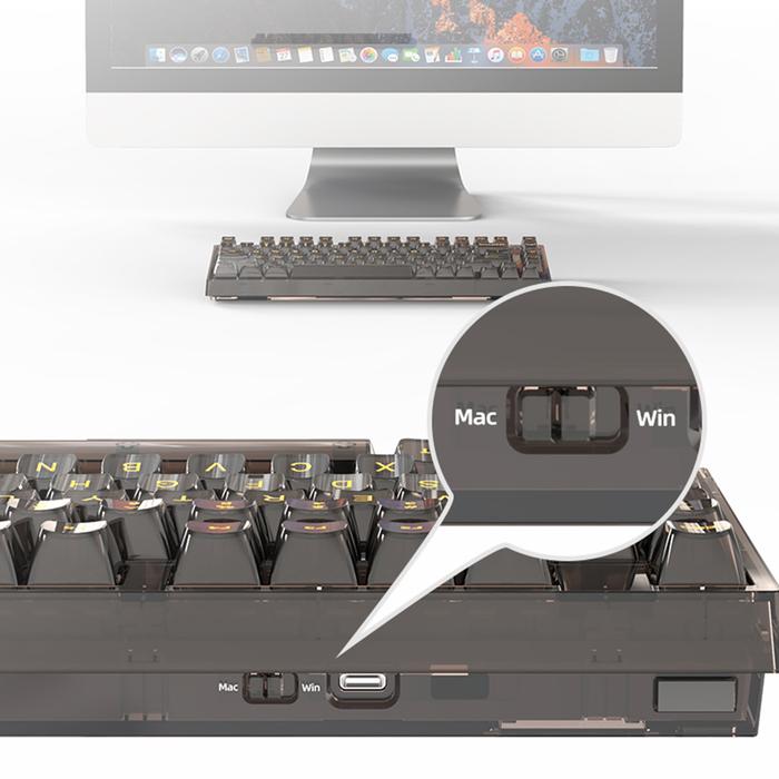 82 Keys Gamer Mechanical Keyboard Bluetooth-compatible Transparent