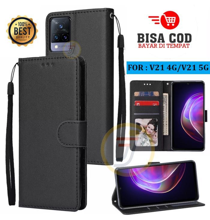 Flip Case Untuk Vivo V21 4G/Vivo V21 5G Flip Case Kulit - Casing Dompet Case Wallet Leather Premium 