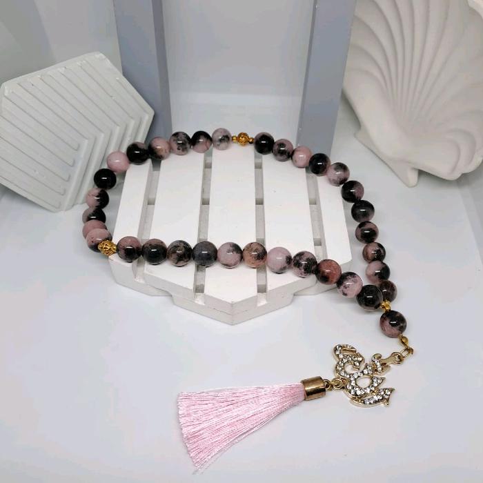 Tasbih Batu Natural Red Borneo Jumbo 10mm 33Butir Lafadz Allah Rumbai Muslim
