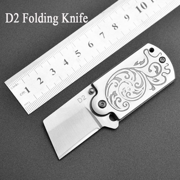 D2 Mini Pocket Knife Cold Steel EDC Outdoor Camping Keychain Knife