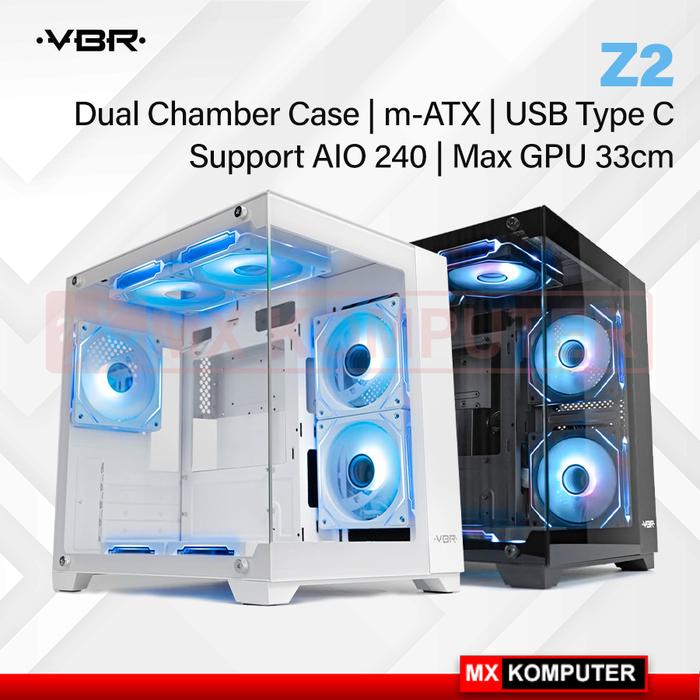 Casing VBR Z2 M-ATX USB Type C Tempered Glass Gaming Case