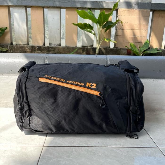 ransel tas duffel bag selempang jinjing second K2 hitam pria wanita untuk olahraga penyimpanan baju