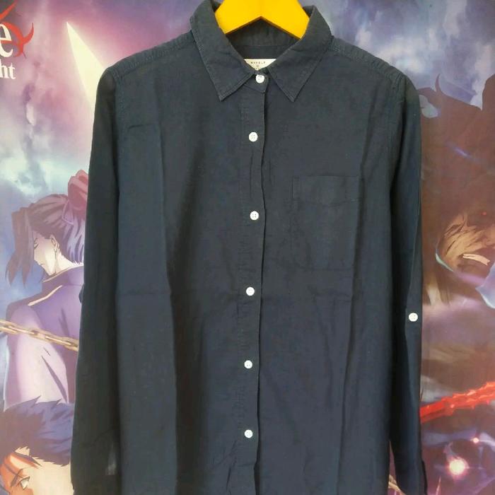 Abahouse Myself Navy Pocket Shirt Kemeja Original Second Korea Japan Streetwear Y2K Merch Hypebeast 
