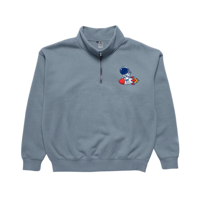 Sweatershirt Sweater Halfzip Rugby Turtleneck Astro Rocket Unisex Casual LunarVoid | Jaket Crewneck 