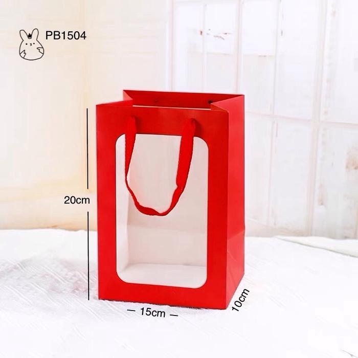 Red Paper Bag Tas Mika Transparan Merah Polos | Goodie Bag