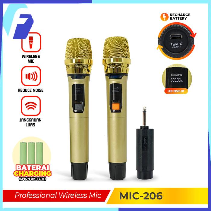 Mic Wireless UHF (Wireless) Bisa Dicharger Profesional Microphone digital Batrei dapat di Charger