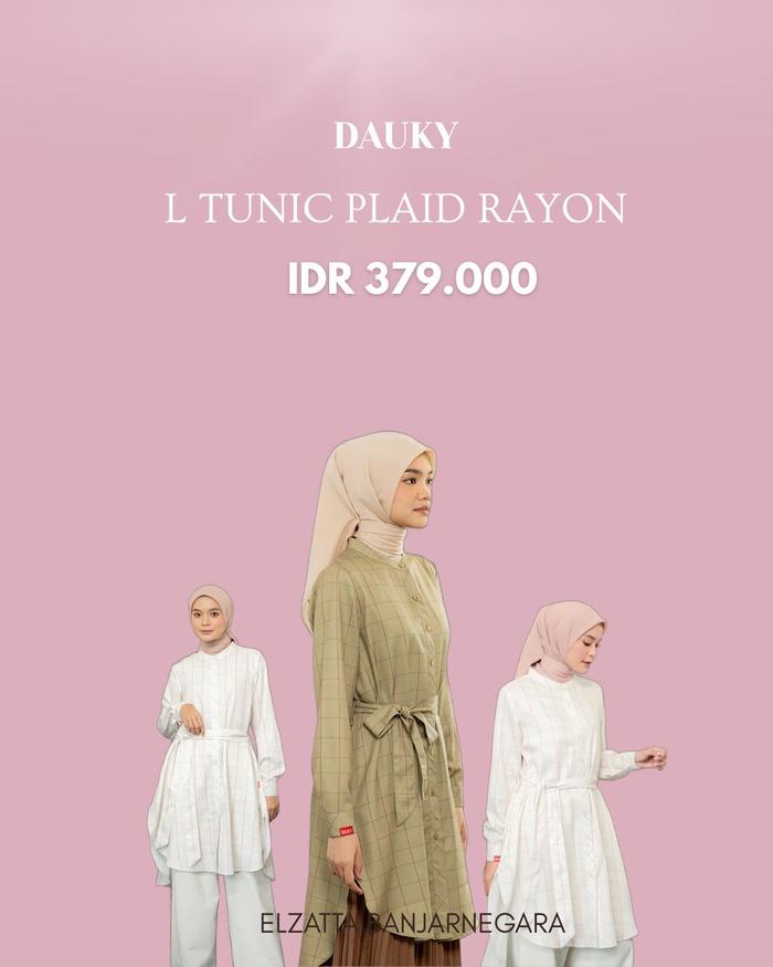 Dauky L Tunic Plaid Rayon Adem Nyaman Digunakan Motif Kotak Cantik