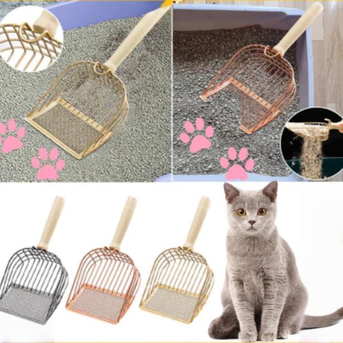 Sekop Pasir Kucing Sekop Serokan Serok Pasir Stainless Sendok Sekop Kotoran Kucing Sekop Debu Logam