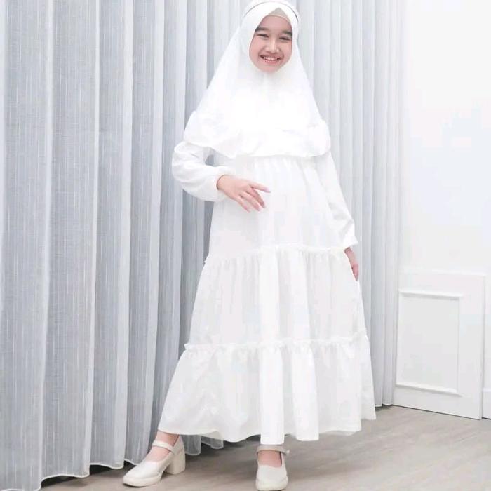 Baju Ufairah Kids GAMIS+HIJAB UFAIRAH S M L XL Bahan Syakila HQ Tebal Adem Elastis Motif Banyak Warn