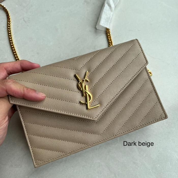 YSL MONOGRAM WOC 19CM IN DARK BEIGE GHW