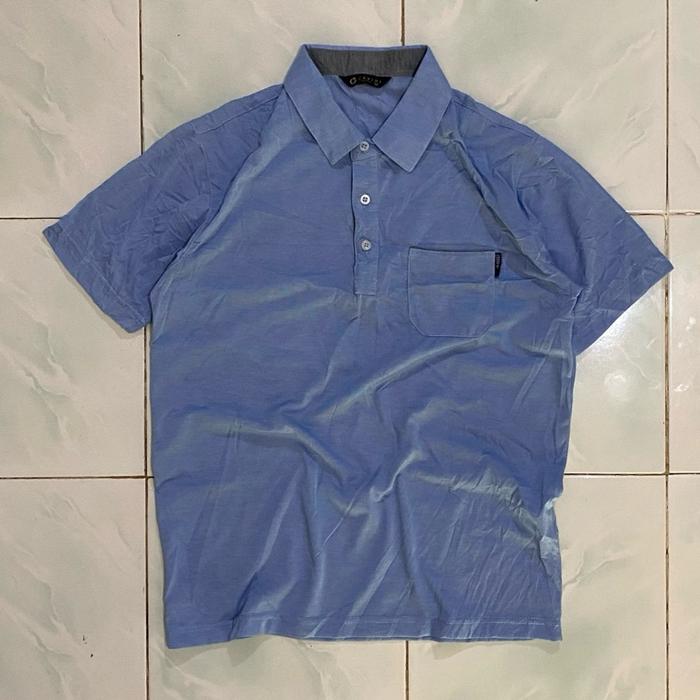 Kaos kerah poloshirt polo casual atasan pria cowok laki laki Cerini by pat biru denim second