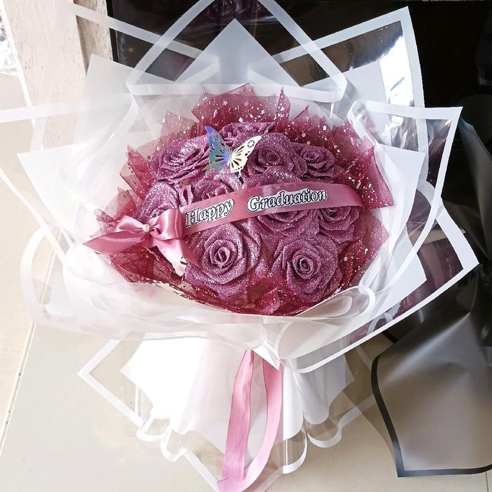 buket pita satin gliter / buket pita satin / buket bunga pita satin gliter