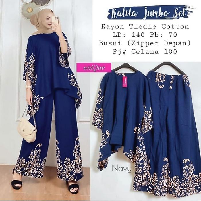 Safitiri Setelan Jumbo Waka Premium One Set Rayon  Piyama  Set Wanita Motif Batik
