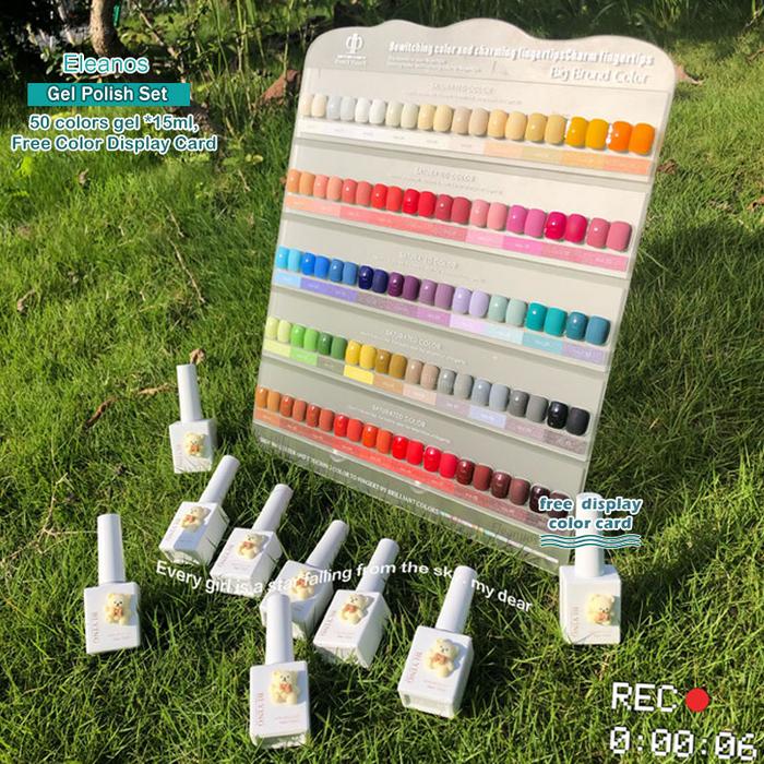 Eleanuos 50pcs Gel Nail Polish Set In Bear Bottles For Nail Art Color