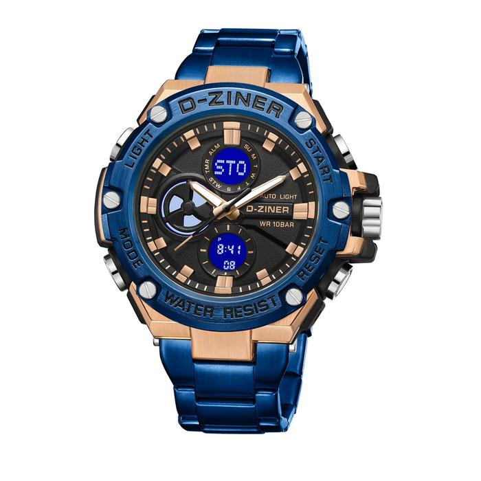 Dziner Jam Tangan Pria 8347 Rantai Stainless Steel Double TIme Water Resistant 10ATM