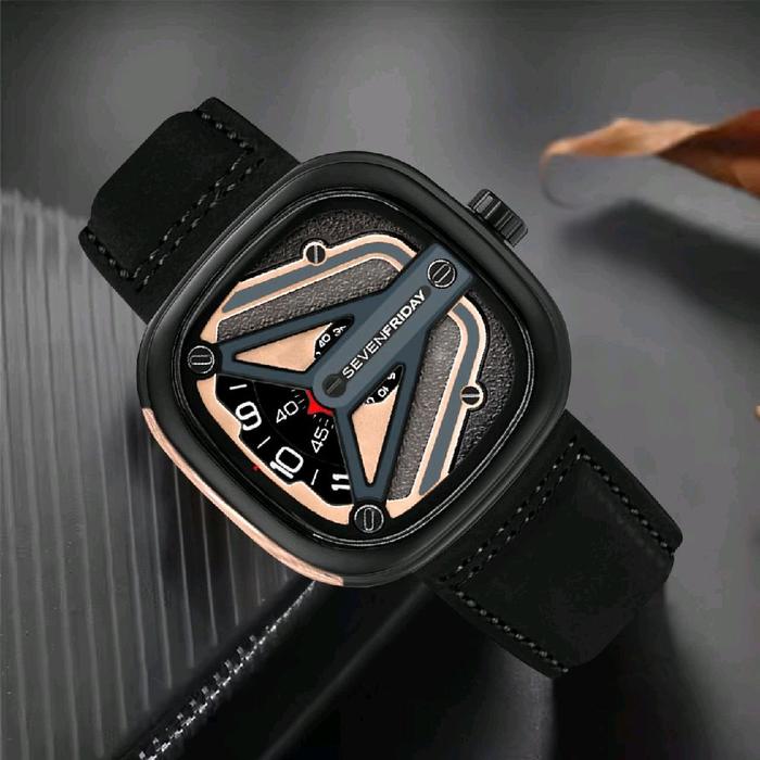 Jam Tangan Pria Tali Kulit SevenFriday- Garansi 1Tahun - COD BAYAR DIRUMAH Watches Kaca Glasses