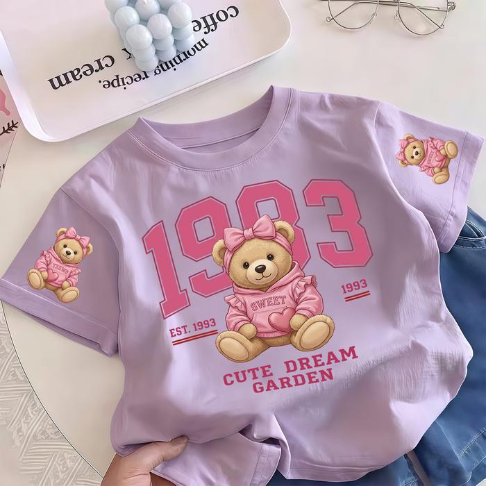 [400K Mama Disyorkan]T-Shirt motif beruang lucu dan tulisan "1993" "Sweet Cute Dream Garden" untuk r