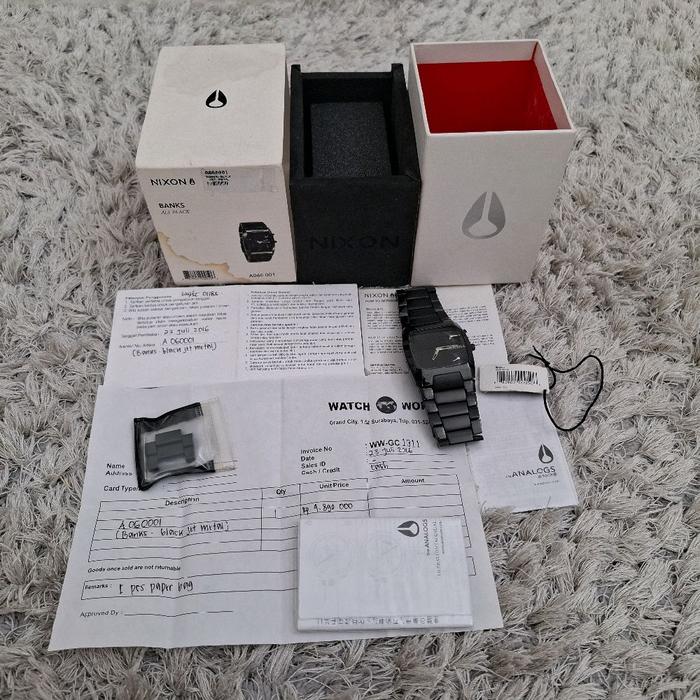 Jam Tangan Nixon The Banks All Black Original Full Set Murah
