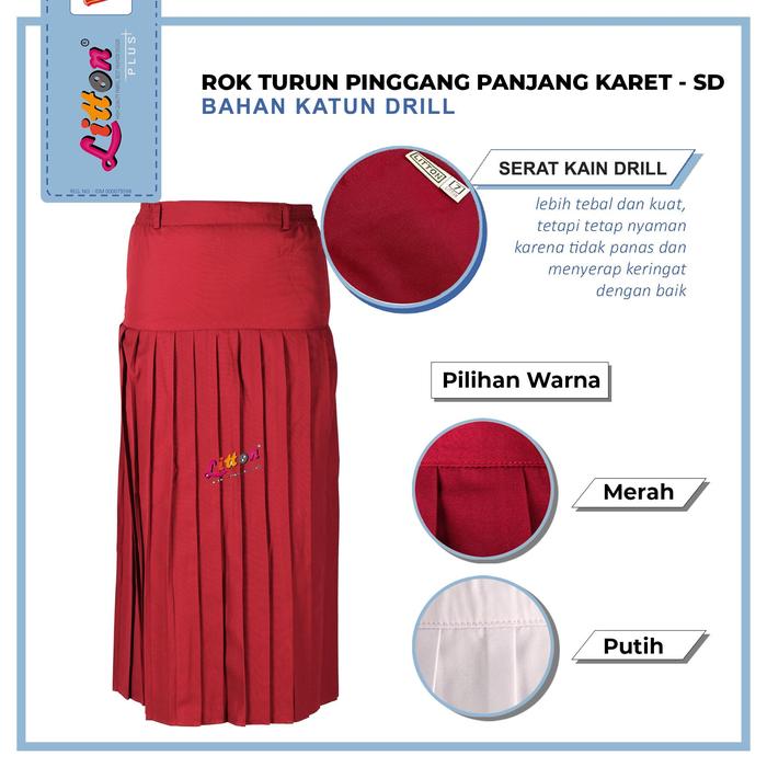 LITTON+ Rok Sekolah Pramuka Span Plisir Panjang SD SMP SMA JUMBO Karet