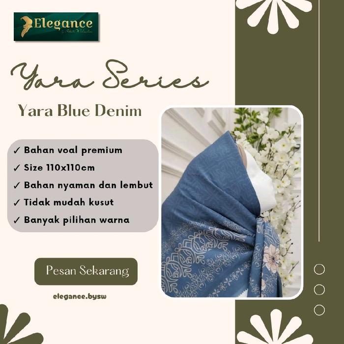 [ELEGANCE] Jilbab Segiempat Motif 110x110 by Shinta Wulandari - Yara Blue Denim
